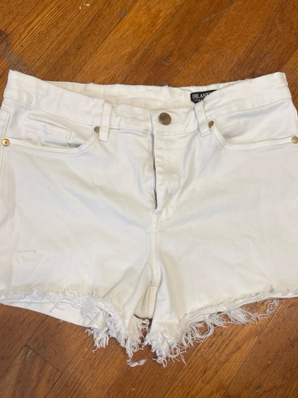 Blank NYC White Frayed Hem Denim Cutoff Shorts
